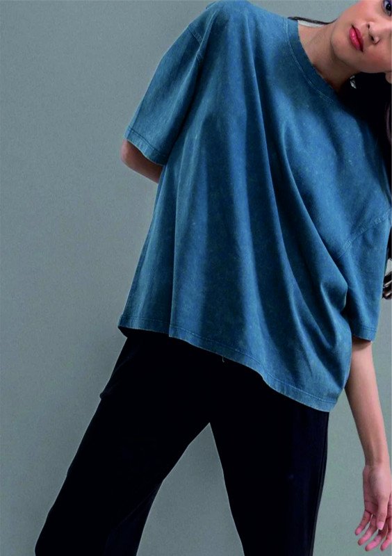 Oversize Acid wash plain t shirt - Royal Blue