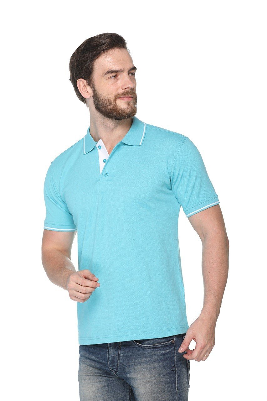 Pikmee Highline Electric Blue Polo T-shirt Single Tipped