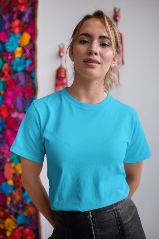 Women's Unisex Plain T-shirt -Sky Blue