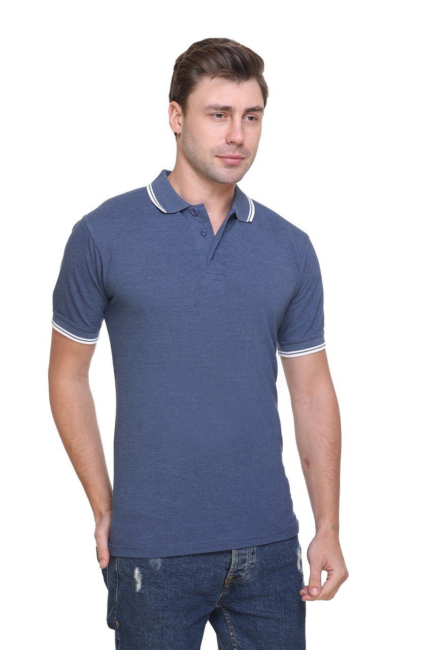Tipline Double Tipped Denim Color Polo T-shirt