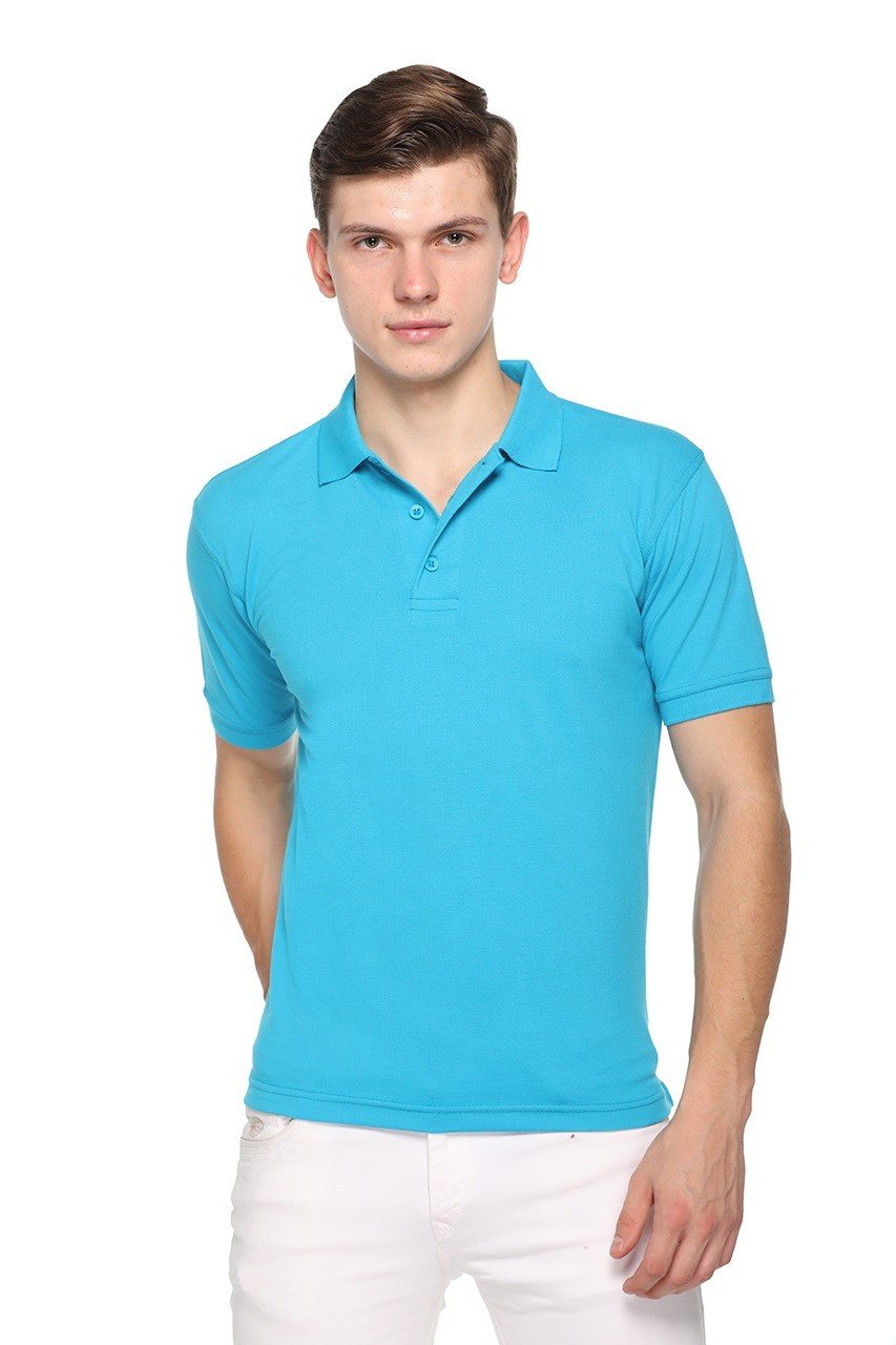 Pikmee Fast Tees Aqua Blue polo t shirt