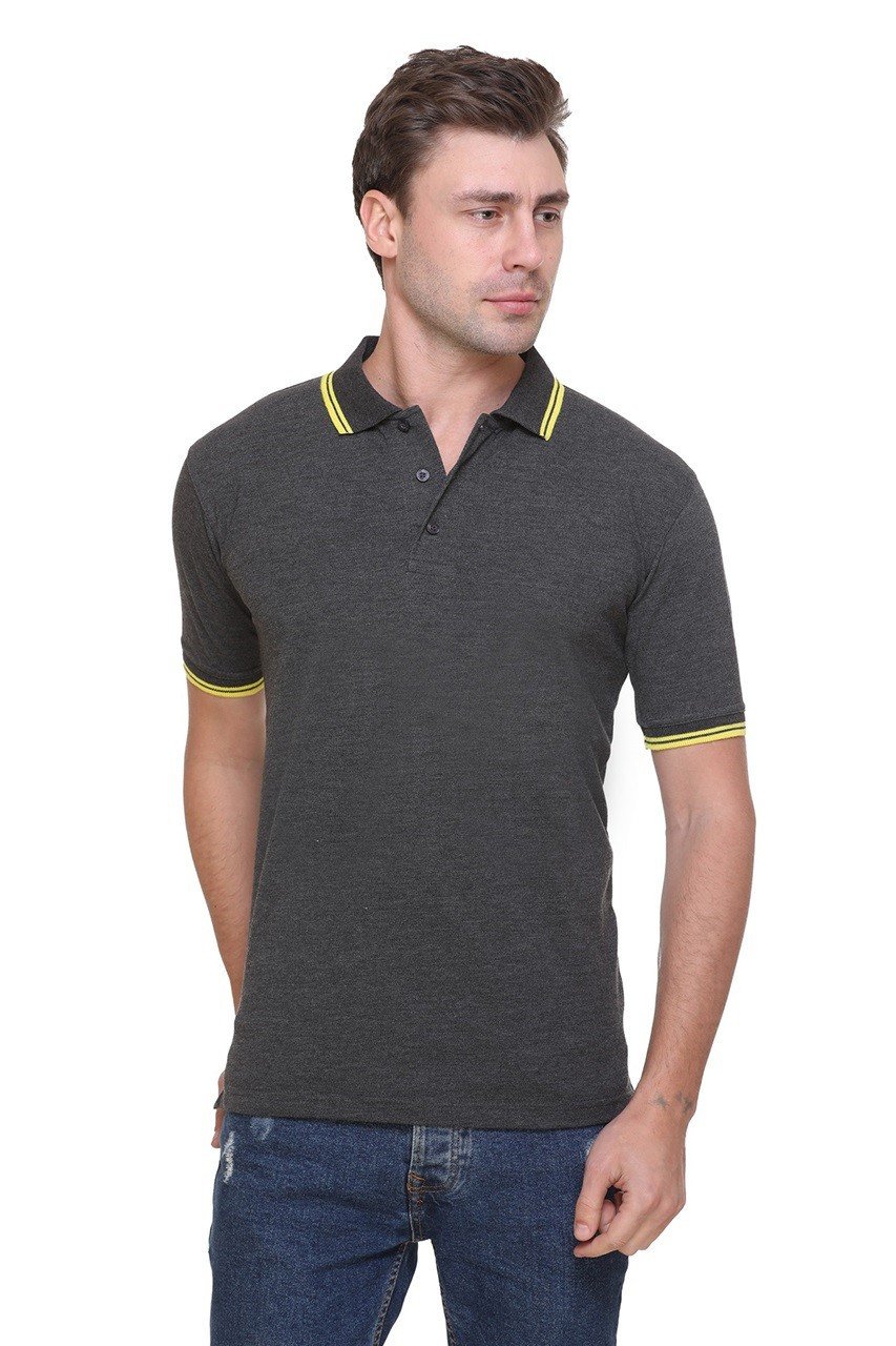 Tipline Double Tipped Charcoal Grey Polo T-shirt