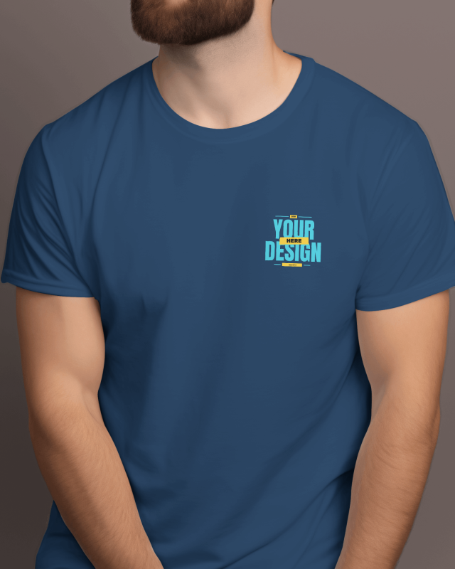 Men's Customized Chest Logo print T-shirt - Navy Blue