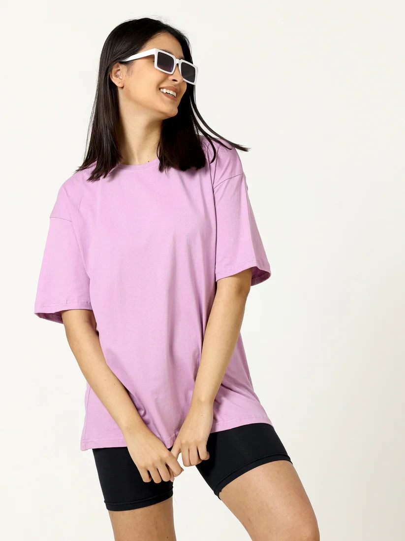 Women's cotton Oversize T-Shirt Manufacturer - Purple