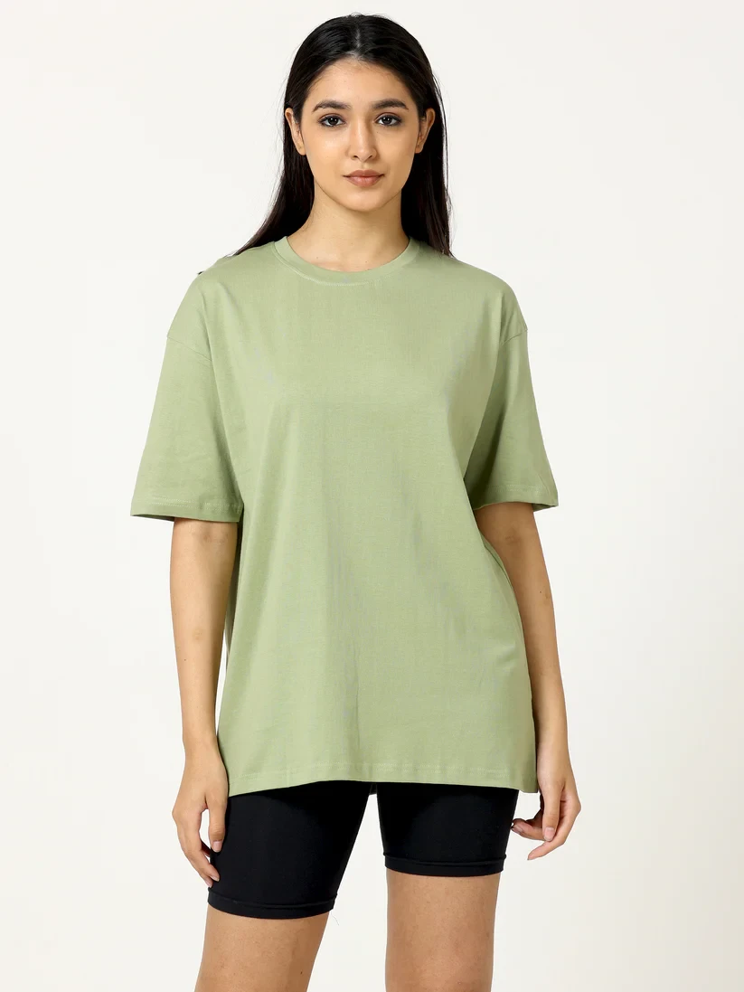 Women's cotton Oversize T-Shirt Manufacturer - Light Green