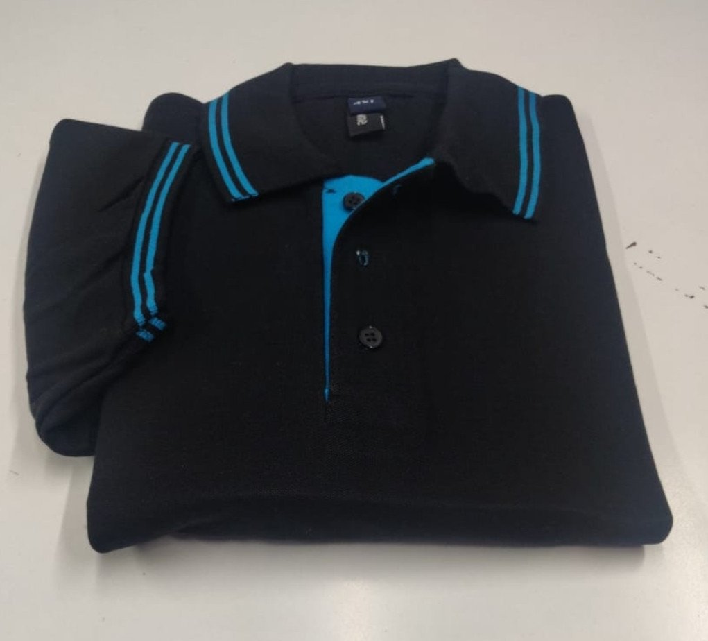 chrome Double-blue Tipping 230 GSM Cotton T-Shirt - Black